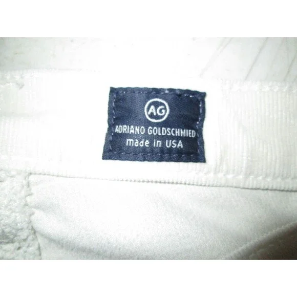 Ag Adriano Goldschmied Corduroy the Stilt Cigarette Pants Size 26 Ivory Solid - Picture 5 of 9